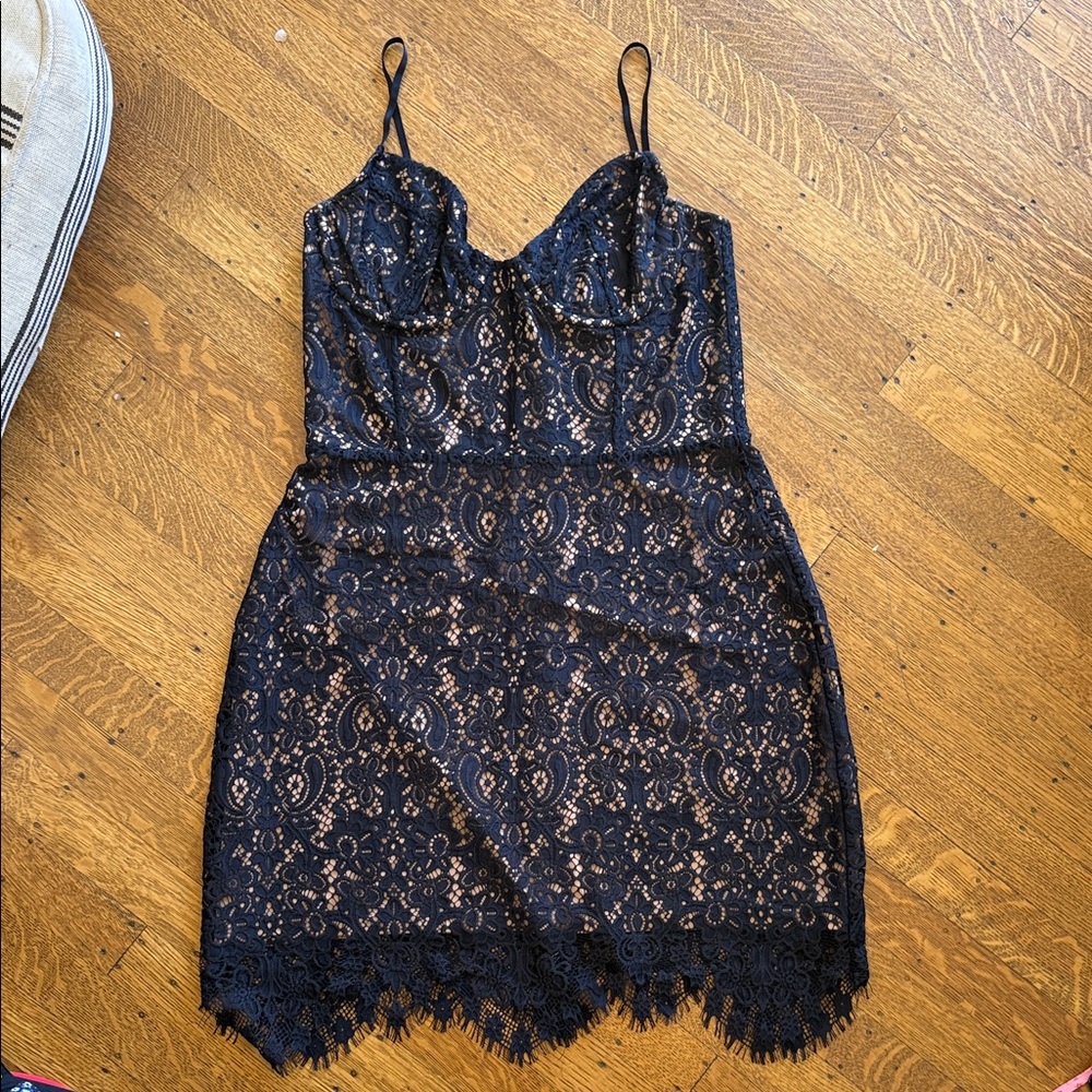 For Love & Lemons Black Lace Dress